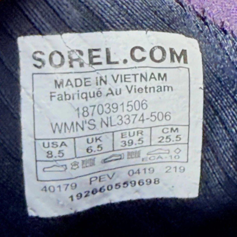 Sorel Kinetic Sneak Purple Grey Scalloped Sole Sneakers NL3374-506 Womens 8.5